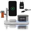 MMOBIEL Caricatore Wireless Magnetica 5 in 1 con Sveglia, Altoparlante Bluetooth e Luce Notturna LED per MagSafe di MMOBIEL - Stazione Ricarica Qi2.2 25W per iPhone, per Apple Watch e per AirPods - Bianco