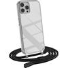 MyGadget Cover per iPhone 13 Pro Max - Custodia con Corda - Case con Cordino Trasparente Antiurto con Laccio | Tracolla - Practical Stylish - Nero