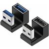 Leloco 2 connettori angolari USB a forma di U a 180 gradi, USB 3.2 adattatore angolare maschio a femmina 10 Gbps 5 V/3 A, ricarica rapida e trasferimento dati per U Stick, cavo, laptop, tastiera, ecc