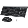 iClever Tastiera Bluetooth con mouse, set di mouse senza fili, doppia modalità ricaricabile (Bluetooth 5.0 + 2.4 G), tastiera wireless, per PC/laptop, layout QWERTZ, grigio