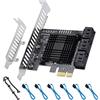 ACTIMED 6 porte SATA Scheda controller PCIE SATA, controller SATA 3.0 6 Gbps, Viene fornito con 6 cavi dati SATA, supporto scheda PCI Express 6 dispositivi SATA 3.0, supporto Windows, MAC, Linux