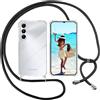 ISOI Cover con Cordino per Samsung Galaxy A05s / Samsung A05 s, Custodia Trasparente con Collana Tracolla Laccio Collo Ultra Sottile Morbido TPU Silicone Antiurto AntiGraffio Antiscivolo Case, Nero
