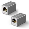 VCELINK Accoppiatore RJ45 Femmina Femmina Schermato, Connettore Ethernet Femmina POE per Cat7/Cat6a/Cat6/Cat5e, Prolunga Cavi Rete, 2 Pezzi