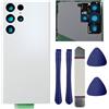 LiXiongBao Sostituzione del vetro posteriore S22 Ultra per Samsung Galaxy S22 Ultra 5G Cover in vetro posteriore con obiettivo della fotocamera preinstallato e adesivo, con kit di strumenti di riparazione,Bianco