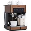 KLARSTEIN Macchinetta Caffe Espresso 1.8L, Freddo, Macinato e Cappuccino, da Barista da 20 Bar, In Acciao Inox , 1350W con Montalatte