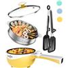 Audecook Hot Pot elettrico con vapore, mini padella elettrica con rivestimento antiaderente, fornello rapido per ramen da 1,7 l, pentola elettrica portatile per bistecca, uova, ramen, farina d'avena