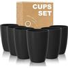 Wrova Set di 6 bicchieri in plastica da 473 ml, riutilizzabili, lavabili in lavastoviglie e adatti al microonde, colore nero