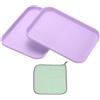 PATIKIL 20x15cm Vassoio Plastica, 2Pz Piatti Rettangolari Piccoli Vassoi da Portata Decorativo Vassoio con Panno Riutilizzabili Alimenti Grano per Dessert Frutta Torte,Viola