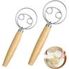 Elegaperma 2 frusta Danish Dough Whisk, con manico in legno in 2 misure, impastatrice a mano, frusta danese per torte, pane, pasticcini o impasto per pizza, frusta per pane
