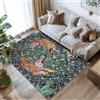TUKDAK Tappeto lavabile per soggiorno, 120 x 180 cm, motivo animali verdi, morbido, per camera da letto, antiscivolo, bohémien, a pelo corto, per cucina, ufficio, bagno, cameretta dei bambini