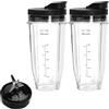 mumisuto 2 Pezzi 24 Oz Tazze Di Ricambio Per Ninja, Parti Di Ricambio Per Frullatore Ninja, Upgrade Blender Tazza Con Coperchio Rimovibile 7 Pinne Estrattore Lama Blender Per Ninja Bl2012/Bl2013