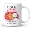Leseogye Bubu Dududu, tazza da caffè stampata su entrambi i lati, dolce tazza per vin brulé, smalto bianco, per donne e bambini, idea regalo per San Valentino, 350 ml