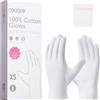 COOLJOB Guanti di cotone, guanti in tessuto bianco, 100% cotone, per mani asciutte e dermatite atopica, guanti idratanti, lavabili - Sacchetto di lavaggio incluso (6 paia, taglia XS)