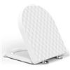 YEAUPE PRO Sedile WC a forma di D con chiusura ammortizzata, 361 × 450 mm, in polipropilene, universale, sgancio rapido, finitura testurizzata a diamante, bianco