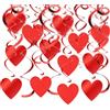 Azonelife 30 Pezzi Ghirlande a Spirale con Cuore Rosso, Decorazioni di Turbinii Appesi, Stelle Filanti a Spirale da Appendere, Ghirlanda Glitter a Cuori del Soffitto, Vortici Pendenti per San Valentino/Feste