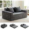 MAXYOYO Divano Letto Pieghevole, Sofa da Pavimento in Velluto a Coste, Divano Funzionale Trasformabile con Portabicchieri e Cuscino, Sofa a Compressione per Soggiorno, Camera da Letto e degli Ospiti