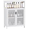 HITNET Mobiletto Bambu Bagno, Armadietto Bagno da Terra, Mobile Basso a Pavimento con Scomparti Aperto, adatto per Soggiorno, Cucina e Corridoio, Bianco
