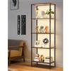 OUTONLIFE Libreria a 5 Ripiani con Luce LED, Scaffale in Legno 60 x 30 x 170 cm, Dimmerabile con Touch e Telecomando, Libreria Verticale Salvaspazio per Soggiorno, Camera da Letto, Ufficio
