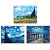PIY PAINTING Set di 3 Stampe su Tela della Notte Stellata Riproduzione di Un Dipinto Famoso Cipresso in Campo di Grano Notte sul Rodano Stampa Artistica intelaiata per Ufficio Galleria Regalo 40x30cm