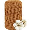 DXRPO Filato macramè, 5 mm x 100 m, Filato di Cotone macramè, Corda per Macrame 5mm,per Fai da Te, macramè, fioriera macramè, Regalo per buoni Amici, pianta appesa(Marrone Scuro)