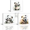 PIY PAINTING Stampe e Quadri su Tela, Panda Carino Immagini Moderni Murale Quadro Animali Decorazione da Parete per Soggiorno Cucina Camera da Letto Sala Giochi Bagno, con Cornice (3X) 30x30cm