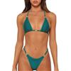MIKETAI Bikini Sexy per Le Donne 2 Pezzi Bikini Cinghia di Spaghetti Costumi da Bagno Costumi Mare Tinta Unita Triangolo, Verde Scuro, M