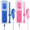 Leikurvo Confezione da 2 controller per Wii Remote, telecomando Wii con controller Nunchuck per WiiRemote più controller di ricambio Jostick Game Handle per console WiiU (blu + rosa)