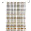 INK+IVY Cody - Tenda da doccia in 100% cotone, motivo Boho Chic a righe con nappe, con frange, decorazione moderna per il bagno, lavabile in lavatrice, 183 x 183 cm, colore: grigio/giallo