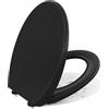 CECIPA WC Ovale con Chiusura Ammortizzata, Copriwater Nero, Coperchio Water Soft Close, Copri WC Nero, Sedile WC Famiglia, Tavoletta WC Universale - DERW Serie