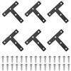 QUARKZMAN 6Pcs Staffa A T Piatta 3.15 x 3.15 Staffa Angolare Metallo Angolo Retto Piastra Di Riparazione Con Viti Per Montaggio E Giunzione Di Mobili In Legno Colore Nero
