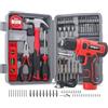 Hi-Spec trapano avvitatore a batteria 8V set attrezzi casa USB ricaricabile kit compatto con accessori essenziali Rosso ideale per fai da te riparazioni manutenzione progetti domestici