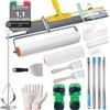 VKE Kit di Strumenti Autolivellante per Pavimenti, Rullo Frangibolle 11 mm, Frusta per Miscelatore 40 cm, Scarpe Chiodate per Prato 30 mm, Spatola Autolivellantein, Asta Telescopica 162 cm(con Guanti)