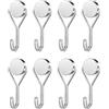 EUZUXU 8 Pezzi Ganci Magnetici Extra Resistenti, Magneti Resistenti con Gancio, Ganci Magnetici Cucina Ruotabile, per Cucina, Ufficio, Frigoriferi, Appendere luci Decorative - Argento