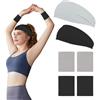 LUFFLOK 6 Pezzi Fascia Capelli e Polsiera Elastica, Fascia Polso Sportiva Traspirante Accessori Palestra Assorbente per Corsa Yoga Fitness e Altre Attività Unisex (Nero + Grigio)