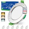 HOMEOW Set di 6 Faretti Led da Incasso per Cartongesso, 5W 220V Nichel Faretti Led Soffitto Incasso, Luce Caldo 2700K Neutro 4000K Freddo 6000K, IP44 Faretto per Bagno Cucina, Foro 68-80mm