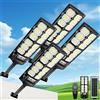 VBOK IGFE 600W Lampione Solare Led Esterno 4 pezzi,IP66 Impermeabile Faretto Stradale con Sensore di Movimento,6500K Lampioni da Giardino Esterno Solari per Garage Strada