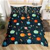 Homemissing Space Planet Printing Copripiumini Space Rocket Set Spazio Decorazione traspirante della stanza di avventura dello spazio Set Copripiumino 200x200cm