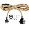 LEKEFETO E27 Cavo per Lampada Vintage a Sospensione, Portalampada E27 a Sospensione con Spina, 4,5m Cavo per Lampada in Corda di Canapa in Tessuto con Interruttore, per Lampada da Terra DIY, Lampada a
