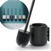 SAVEGA - Scopino WC da parete in silicone nero - Spazzolone moderno con porta-scopino in acciaio e coperchio - Spazzola igienica per bagno