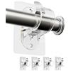 BYSHEGET Ganci per Tende Senza Bucare, Supporti Adesivi Trasparenti per Bastoni Tenda - Ganci Tende Invisibili e Robuste per Soggiorno, Camera da Letto, Cucina e Bagno (4 Pezzi Trasparente)