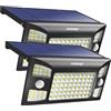 intelamp Confezione da 2 luci solari da 4000 mAh, impermeabili, 1300 lm, sensore di movimento per esterni, regolabili, 3 modalità per patio, garage, portico