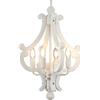 LXWNYY Lampadario a 4 luci in Legno Bianco,Rustico Classico Lampadario a Sospensione da Fattoria, Shabby Chic Country Francese Lampadari per camera da letto, cucina, corridoio E14