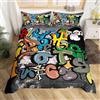 Homemissing Ragazzo Hip Hop Set Copripiumino 135x200cm Teen Hip Hop Baby Bed Acquerello Graffiti Copripiumone Morbido Elegante Decorazione astratta Copripiumini