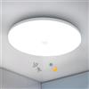 Combuh LED Plafoniera con Sensore di Movimento, 18W 220V Lampada da Soffitto Sensore Crepuscolare Interno, IP56 Impermeabile, 6500K Bianco Freddo per Corridoio Garage Bagno, Rotonda 29.5CM