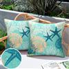 DecorMommt Fodere Cuscini Marino Corallo Conchiglia Federe Cuscini Copricuscini Lino Impermeabili Esterno Fodere Quadrate Ocean Beach Decorativi Moderno Patio Giardino Soggiorno Divano