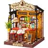 Rolife Miniature Casa Tipsy Cat Bar, 136 pezzi Kit Casa in Miniatura DIY, Modellismo da Costruire Adulti Casa delle Bambole in Legno Puzzle 3D Nessun collante necessario