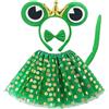TSHAOUN 4 Pezzi Costume da Rana, Costume Animale Set Rana Fascia Coda E Farfallino Tutu Rana Cosplay Travestimento rospo Carnevale Costume da Accessori per Halloween Natale Festa (Verde)