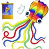 HONBO Aquilone grande polpo drago aereo, grande Easy Flyer Drago arcobaleno con lunghe code colorate per giochi e attività all'aperto per adulti