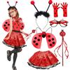 HVIERO Costume da api per bambini, da 92 a 128, 2 a 7 anni, gonna con coccinella, costume da api, costume da ape, costume da carnevale, accessori per costume da ape, set di occhiali