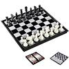 KOKOSUN Set di scacchi da viaggio 3 in 1, motivo: dama, backgammon, giochi da tavolo magnetici pieghevoli, giocattoli educativi/regalo per bambini e adulti (S, 25 x 25 cm)